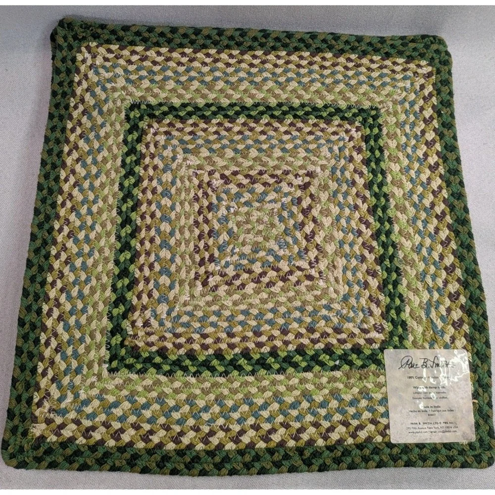 Park B. Smith Braided Placemats  OS Green EXCELLENT Cotton Farmhouse Set 4